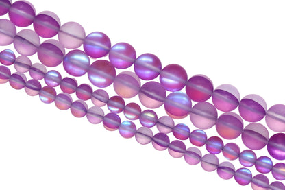 Matte Purple Moonstone Glass Beads #86
