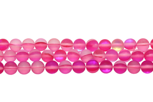 Matte Pink Moonstone Glass Beads #257
