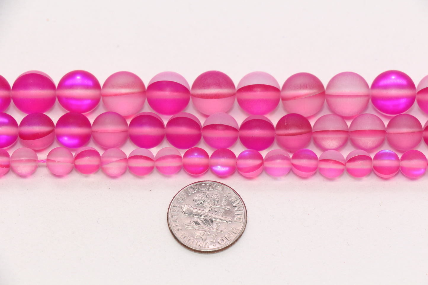 Matte Pink Moonstone Glass Beads #257