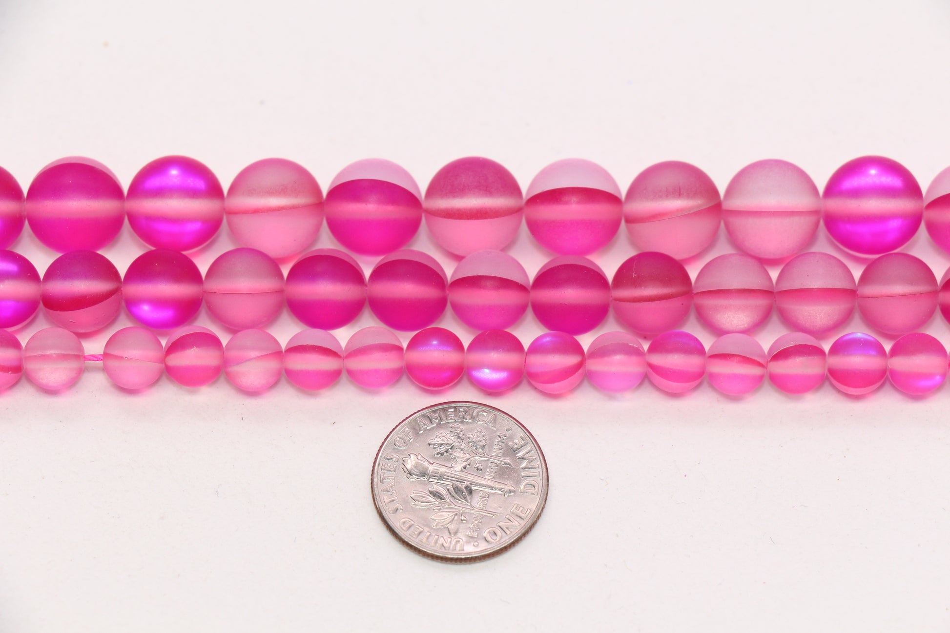 Matte Pink Moonstone Glass Beads #257