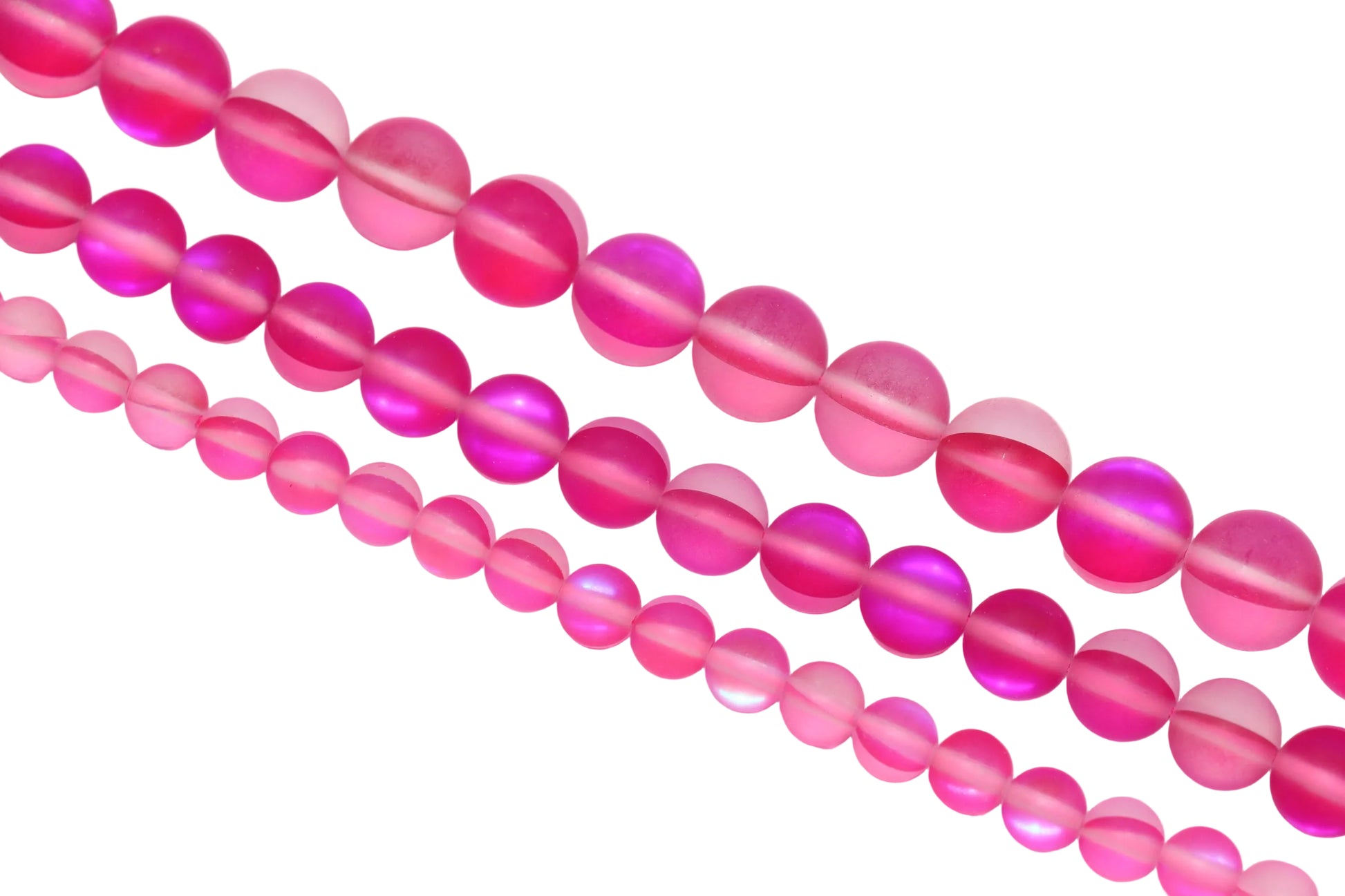 Matte Pink Moonstone Glass Beads #257