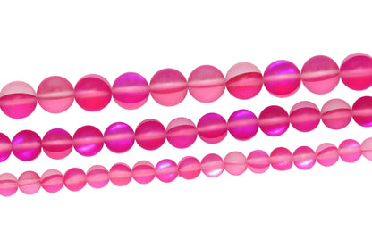 Matte Pink Moonstone Glass Beads #257