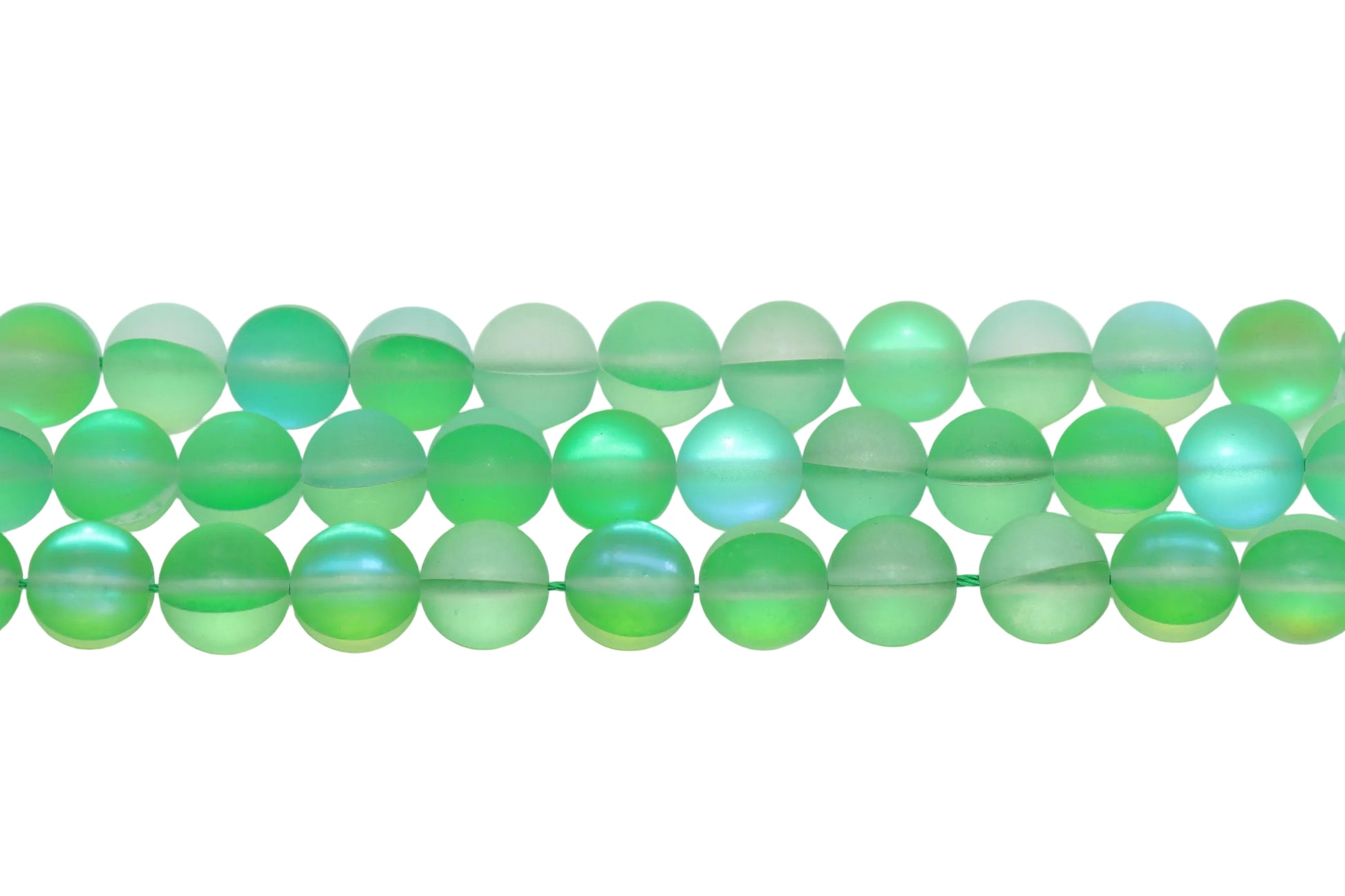 Matte Green Moonstone Glass Beads #266