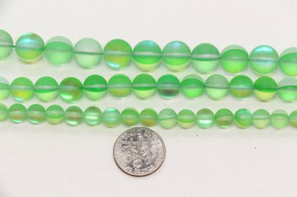 Matte Green Moonstone Glass Beads #266