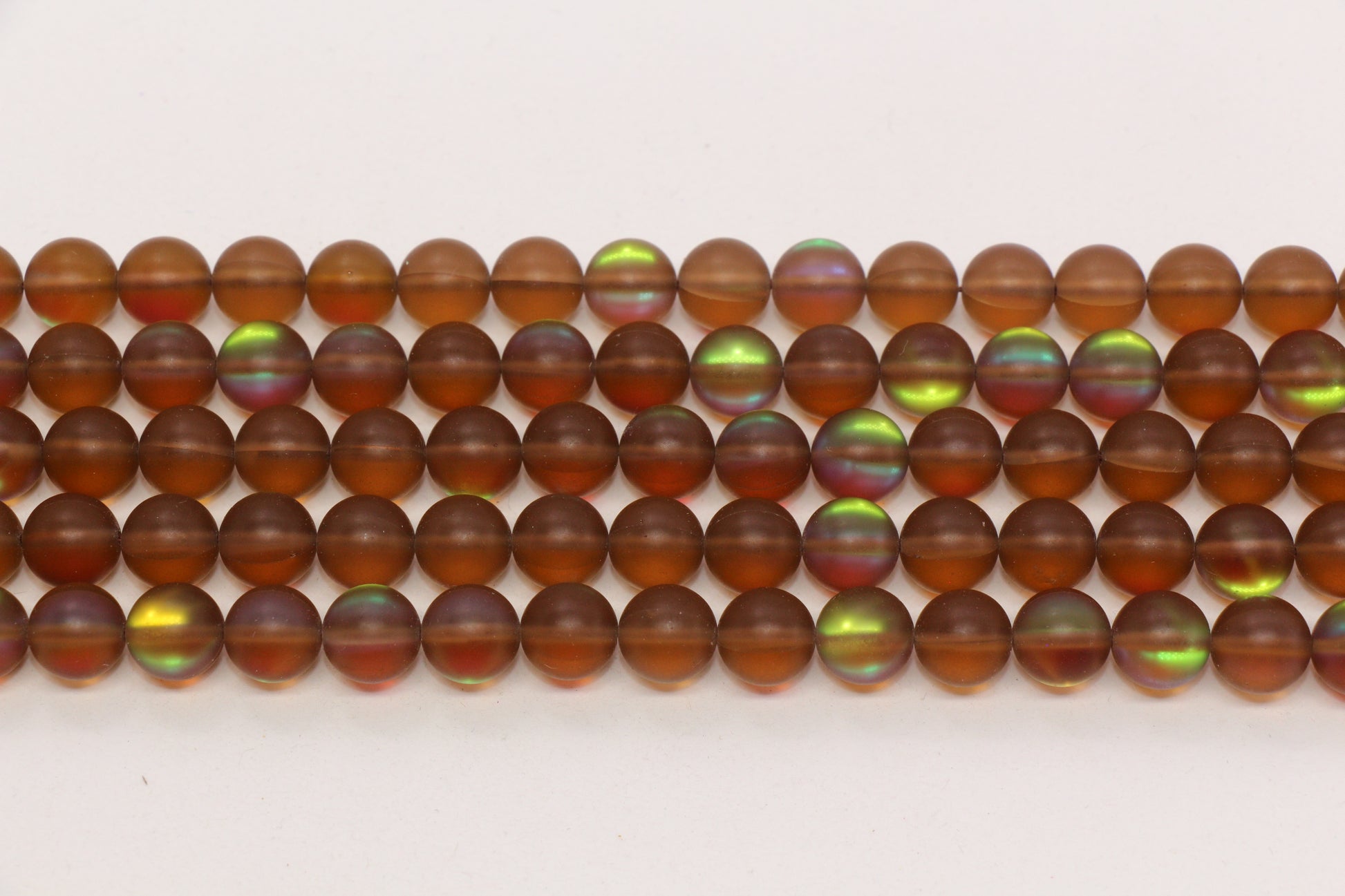 Matte Brown Moonstone Glass Beads #258