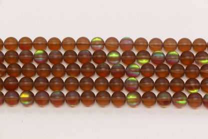 Matte Brown Moonstone Glass Beads #258