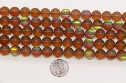 Matte Brown Moonstone Glass Beads #258