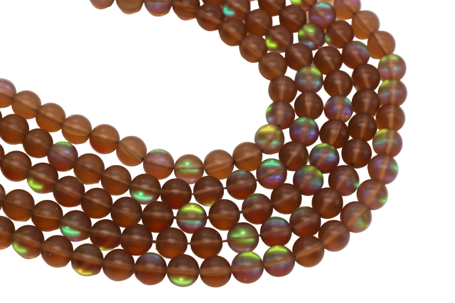 Matte Brown Moonstone Glass Beads #258