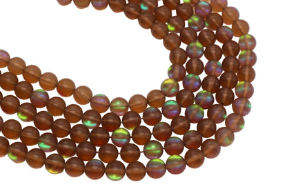 Matte Brown Moonstone Glass Beads #258
