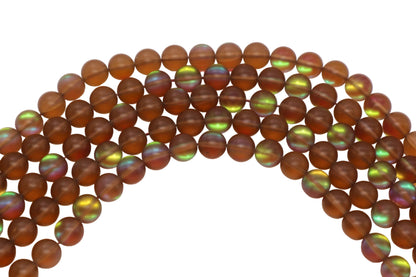 Matte Brown Moonstone Glass Beads #258