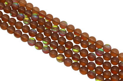 Matte Brown Moonstone Glass Beads #258