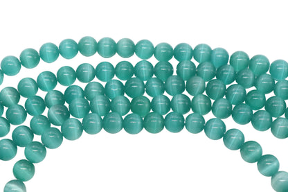 12mm teal cat eye glass beads for jewelry making