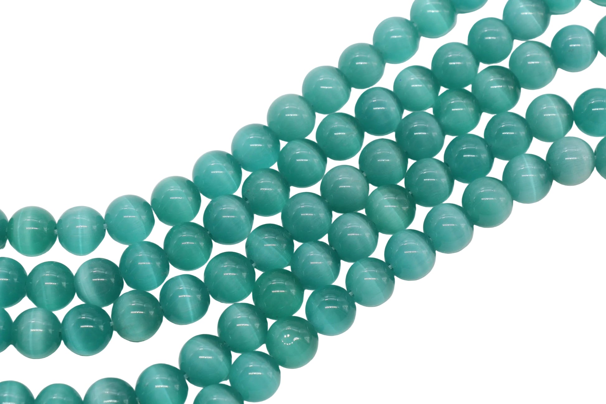 12mm teal cat eye glass beads for jewelry making