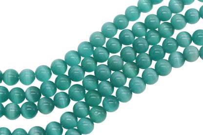 12mm teal cat eye glass beads for jewelry making