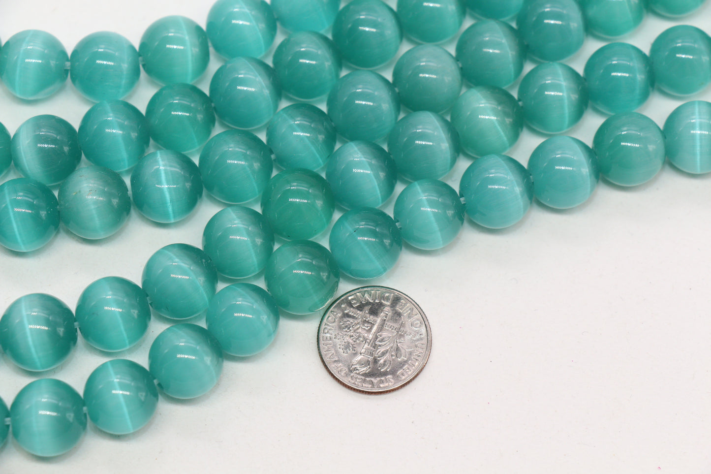 12mm teal cat eye glass beads for jewelry making