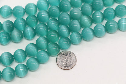 12mm teal cat eye glass beads for jewelry making