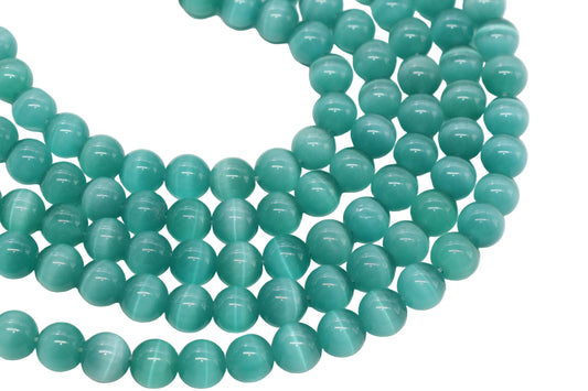 12mm Teal Cat Eye Glass Beads #232