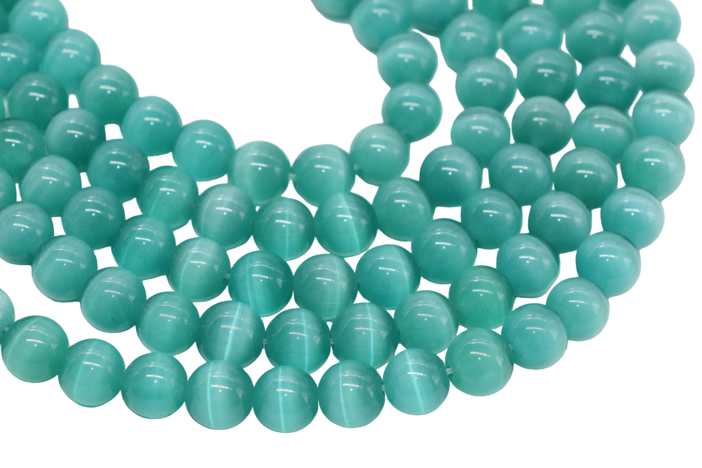 12mm teal cat eye glass beads for jewelry making