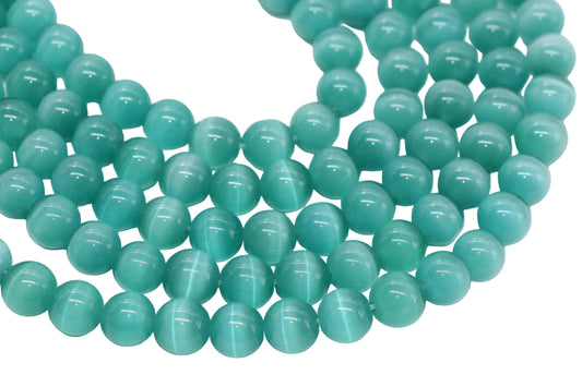 12mm Teal Cat Eye Glass Beads #232