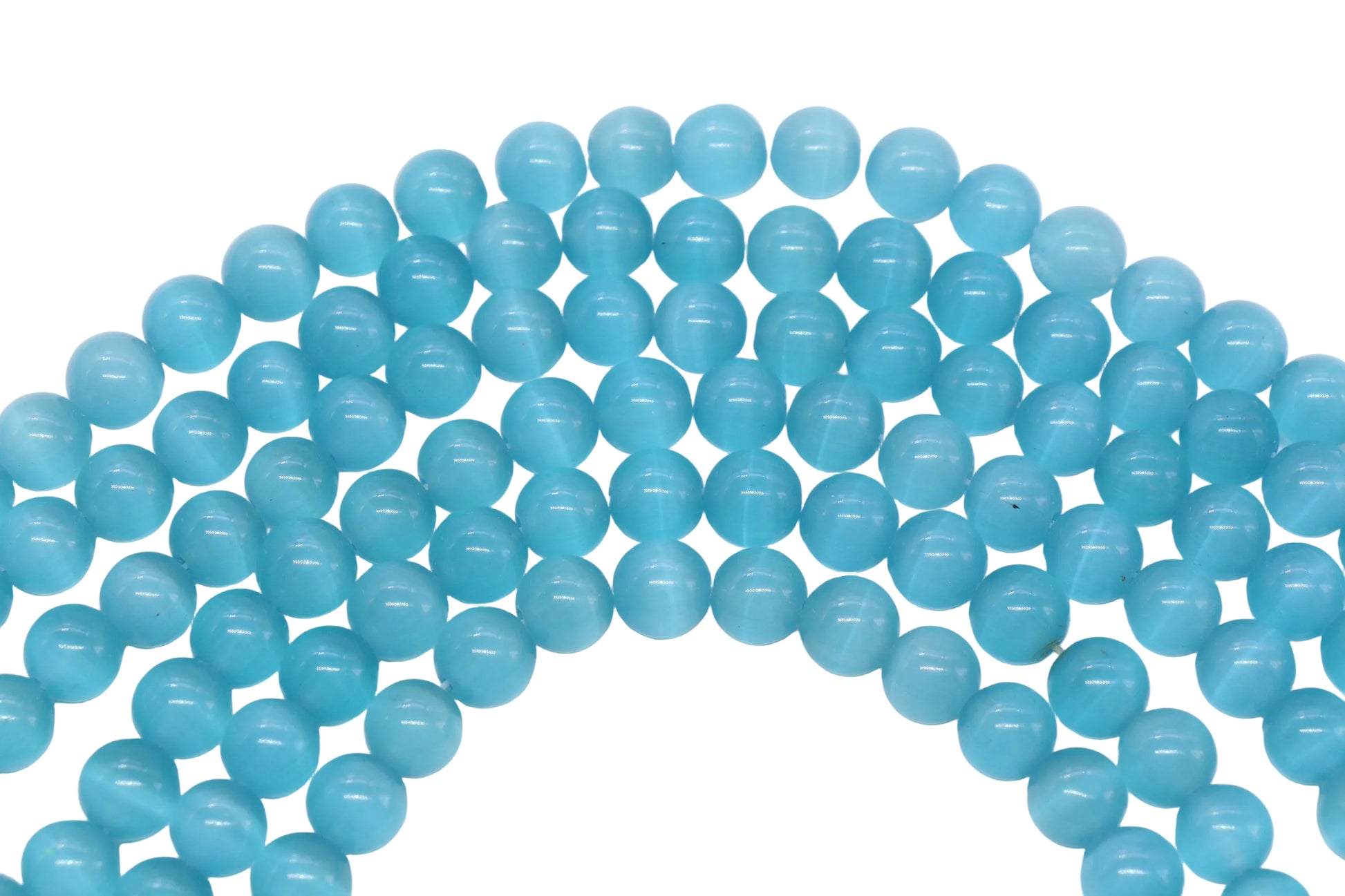 10mm blue cat eye glass beads, round beads for jewelry making image 4