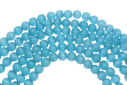 10mm blue cat eye glass beads, round beads for jewelry making image 4