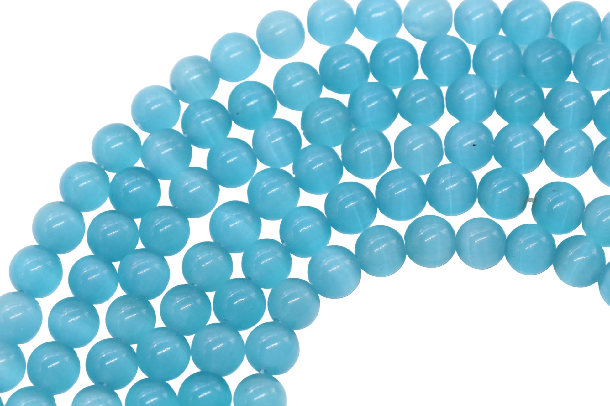 10mm blue cat eye glass beads, round beads for jewelry making image 5