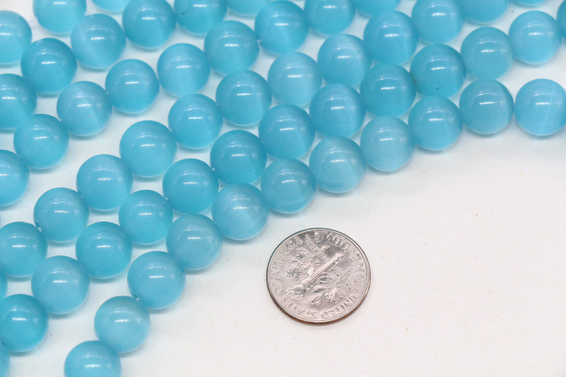 10mm blue cat eye glass beads, round beads for jewelry making image 6