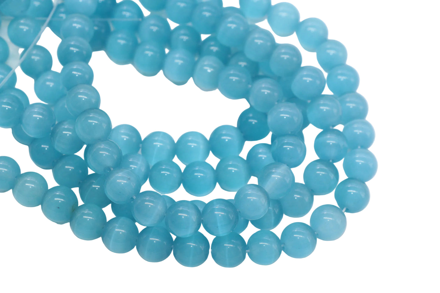 10mm blue cat eye glass beads, round beads for jewelry making image 3