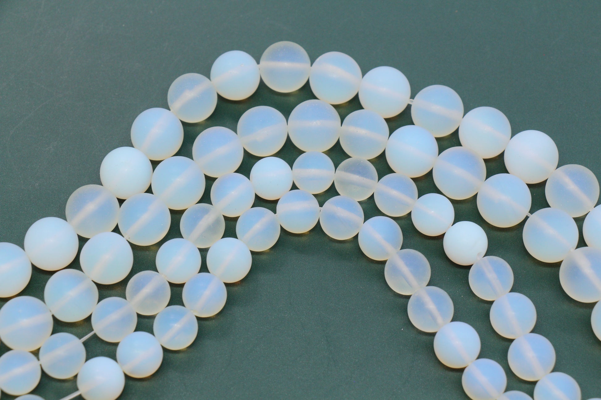 Matte Opalite Glass Beads, Frosted White Round Beads #260