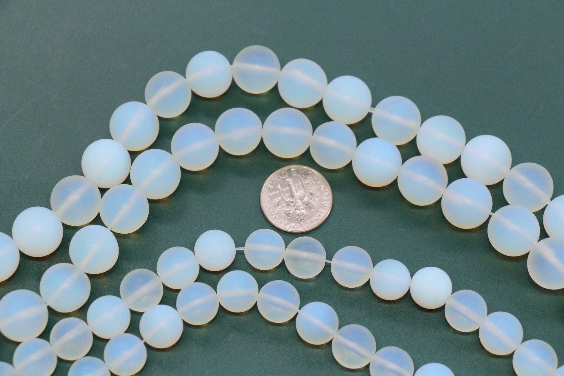 Matte Opalite Glass Beads, Frosted White Round Beads #260