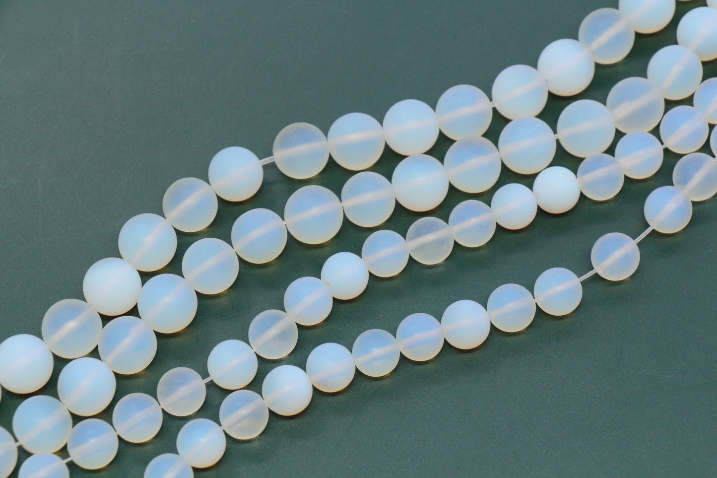 Matte Opalite Glass Beads, Frosted White Round Beads #260