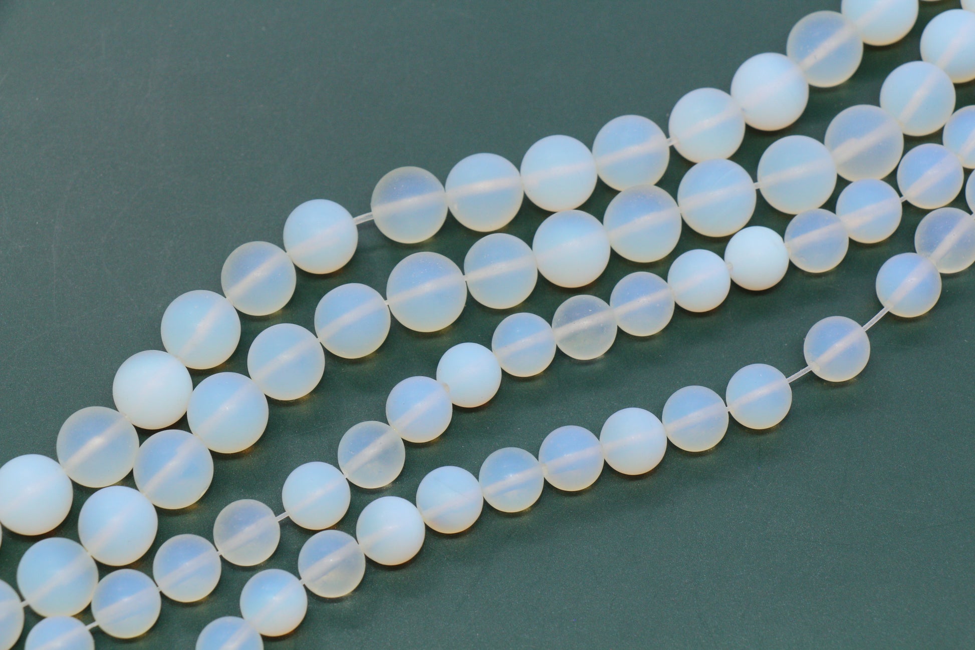 Matte Opalite Glass Beads, Frosted White Round Beads #260
