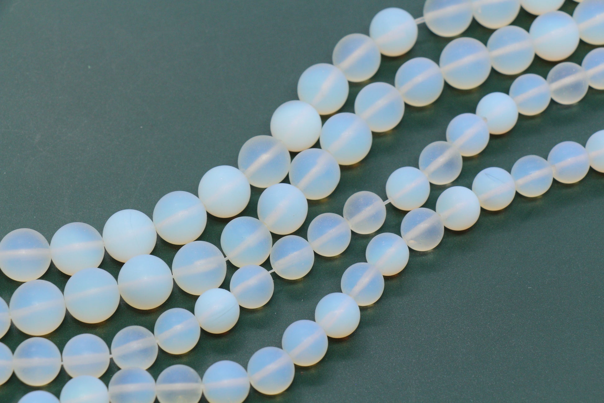 Matte Opalite Glass Beads, Frosted White Round Beads #260