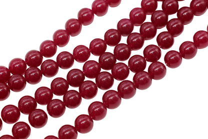 12mm Dark Berry Pink Jade Gemstone Beads #172
