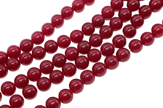 12mm Dark Berry Pink Jade Gemstone Beads #172