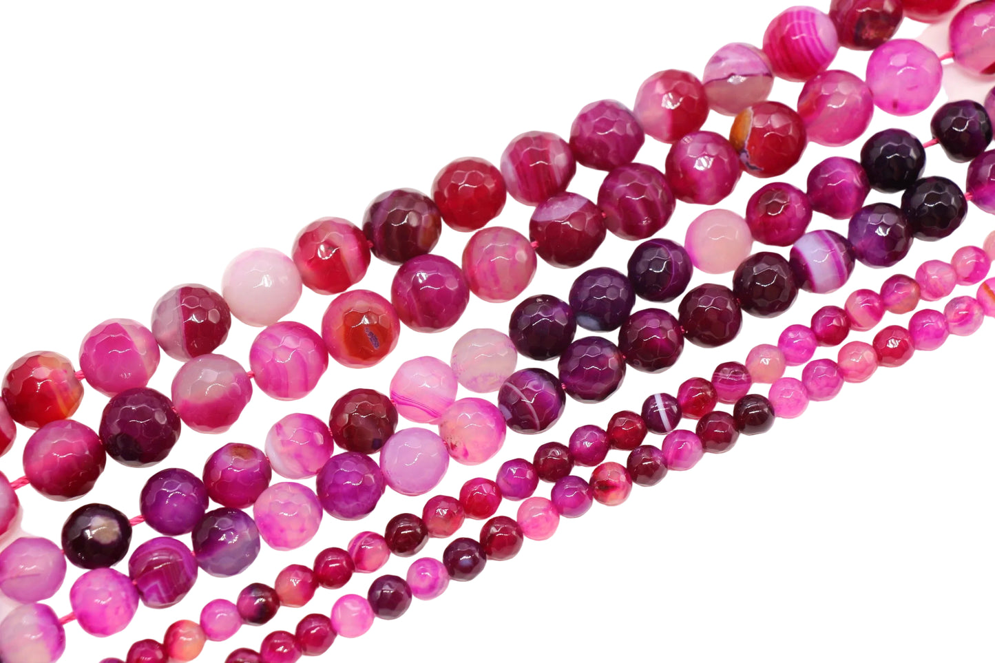 faceted pink stripe agate gemstone beads round, faceted beads for bracelets image 6
