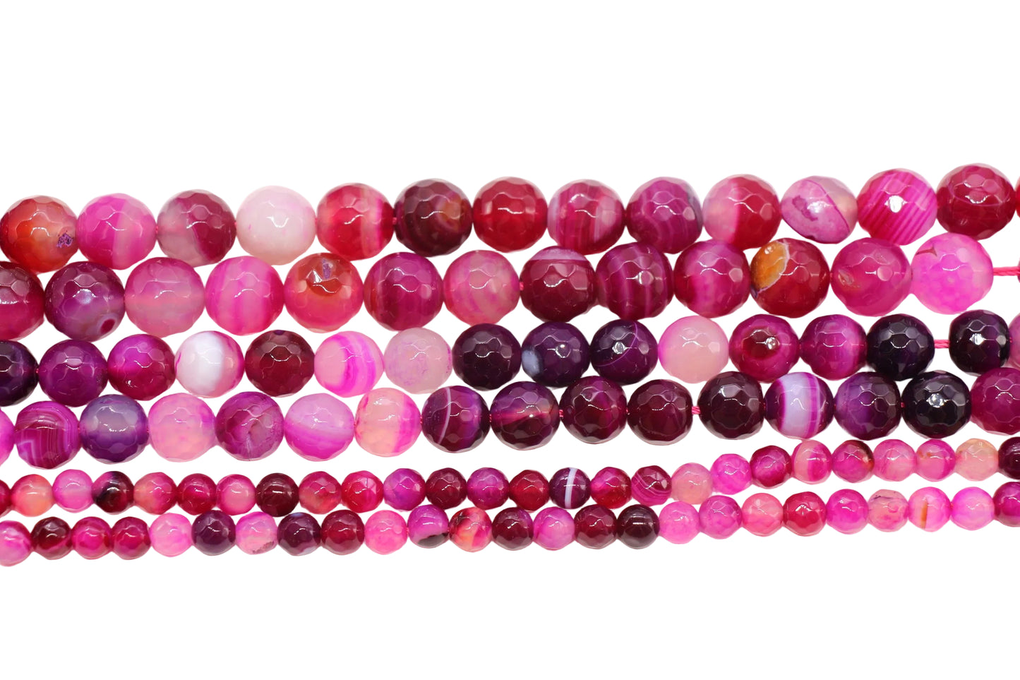 faceted pink stripe agate gemstone beads round, faceted beads for bracelets image 5