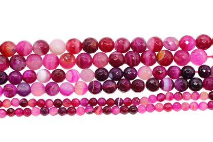 faceted pink stripe agate gemstone beads round, faceted beads for bracelets image 5