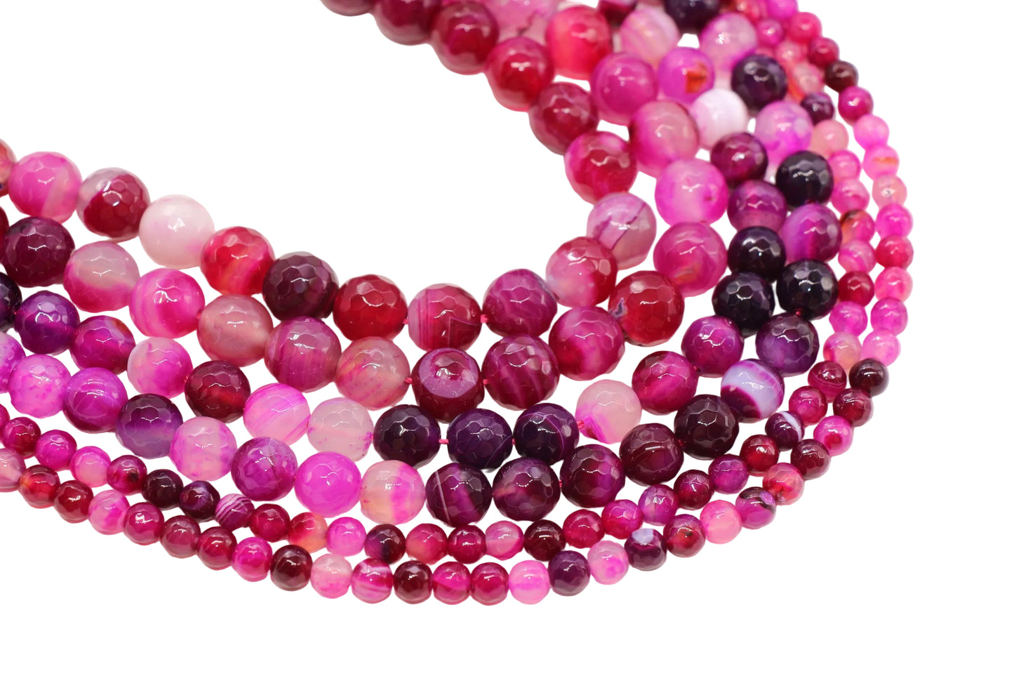 faceted pink stripe agate gemstone beads round, faceted beads for bracelets image 4