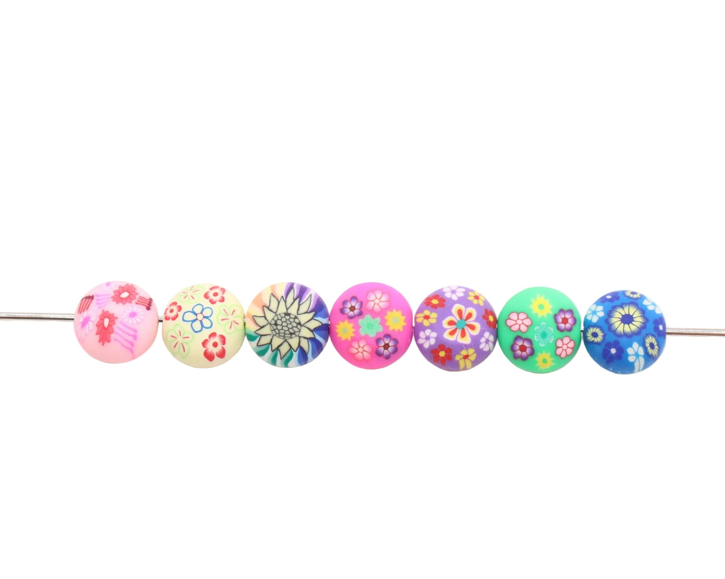 12mm Polymer Clay Flower Beads Mixed Floral Spacer Beads #160