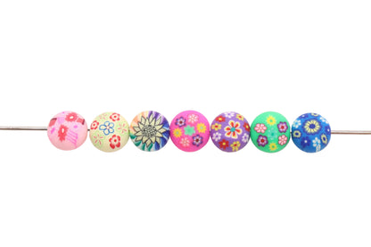 12mm Polymer Clay Flower Beads Mixed Floral Spacer Beads #160