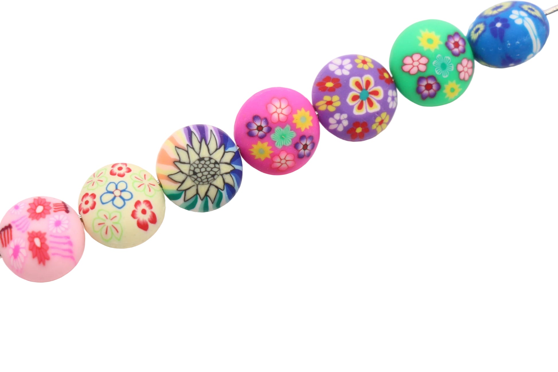 12mm Polymer Clay Flower Beads Mixed Floral Spacer Beads #160
