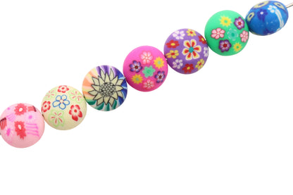 12mm Polymer Clay Flower Beads Mixed Floral Spacer Beads #160