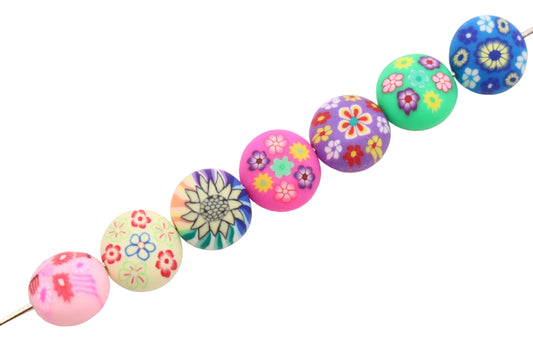 12mm Polymer Clay Flower Beads Mixed Floral Spacer Beads #160