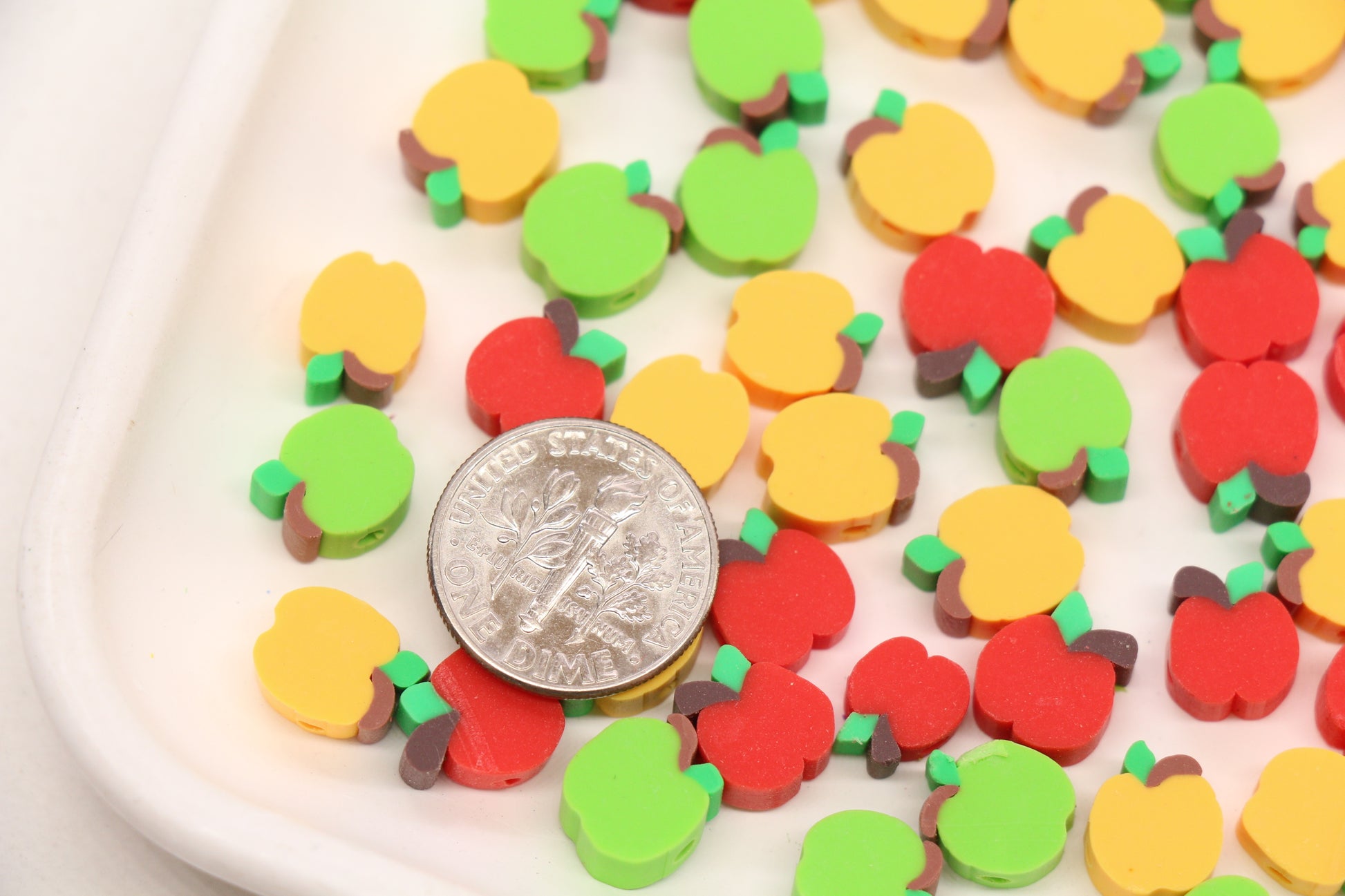 Apple Beads Red and Green Fruit Spacer Beads