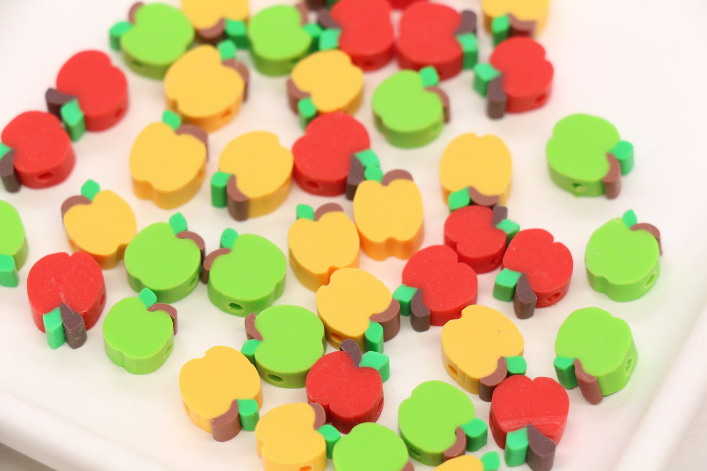 Apple Beads Red and Green Fruit Spacer Beads