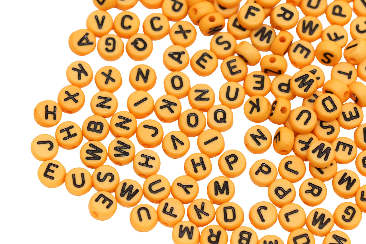 7mm Round Mustard Yellow Letter Beads #2904