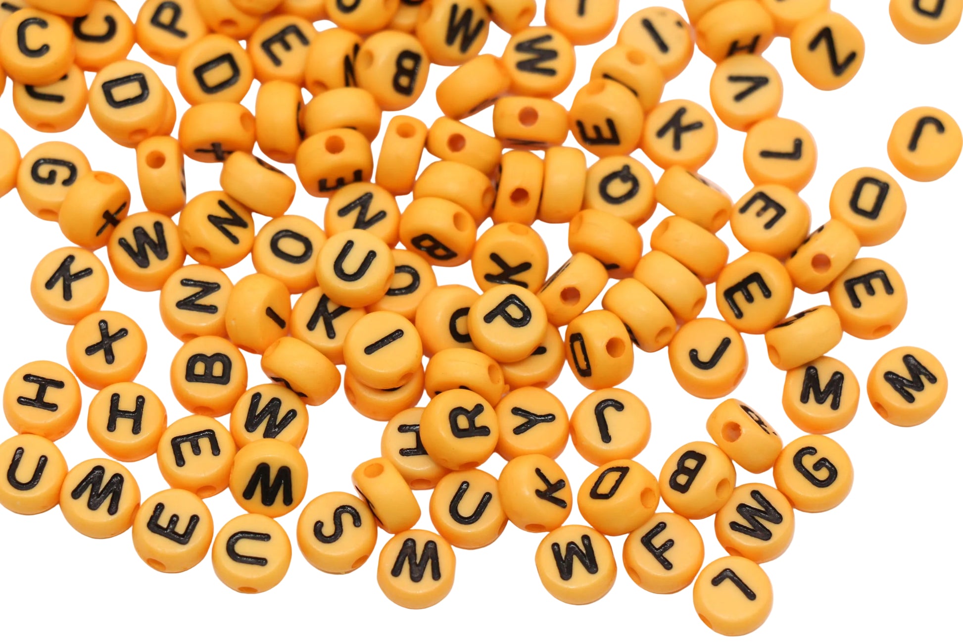 7mm Round Mustard Yellow Letter Beads #2904