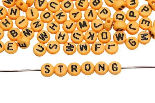 7mm Round Mustard Yellow Letter Beads #2904