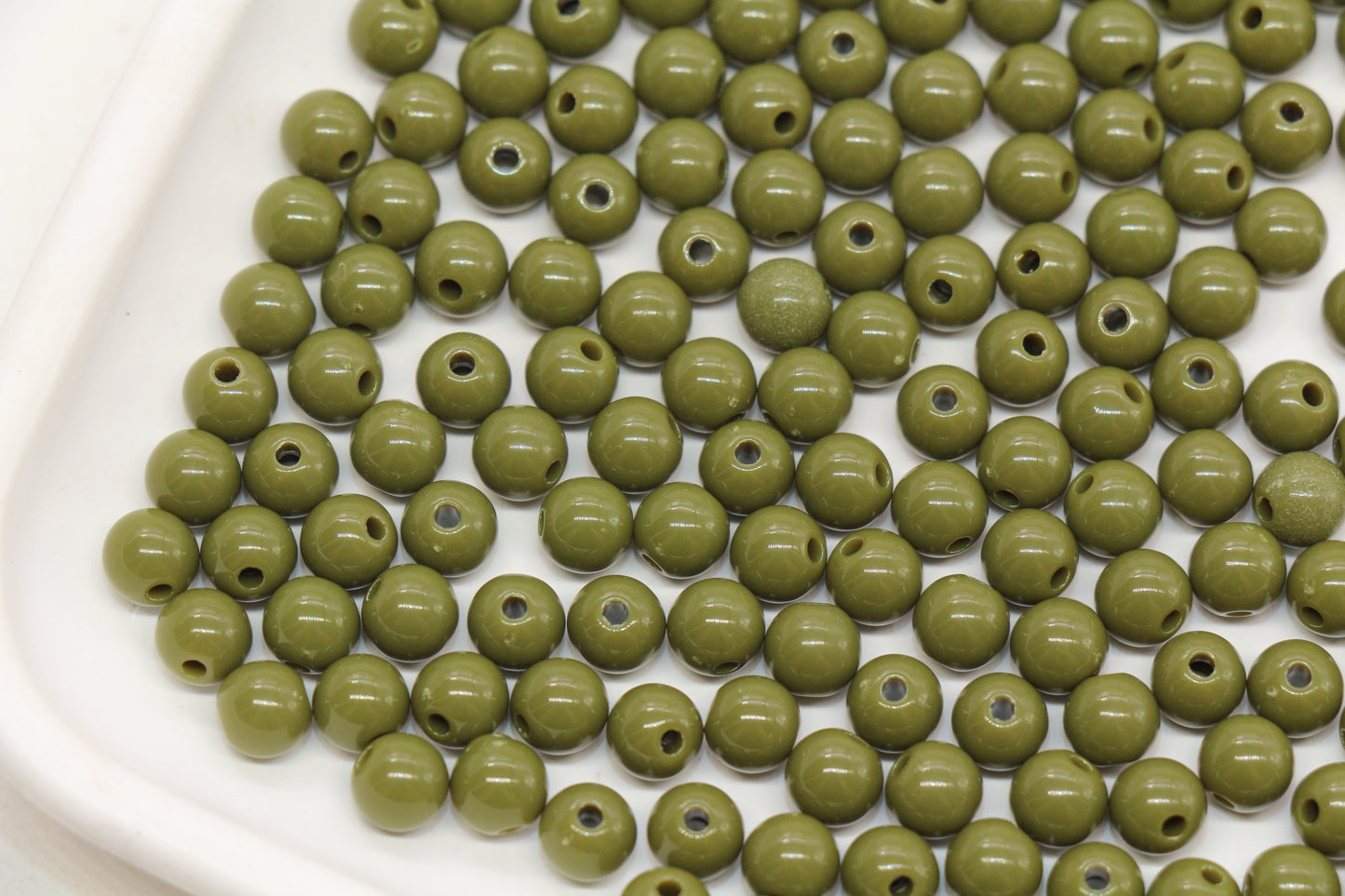 6mm Olive Green Gumball Beads #494